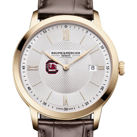 South Carolina Men's Baume et Mercier 40mm Gold PVD Classima Watch with Silver Dial & Dark Brown Leather Strap Shot #1