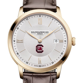 South Carolina Men's Baume et Mercier 40mm Gold PVD Classima Watch with Silver Dial & Dark Brown Leather Strap Shot #1