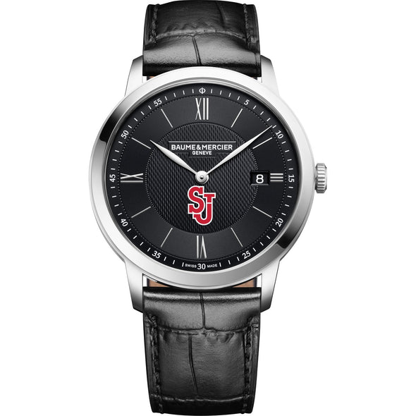 St. John's Men's Baume et Mercier 40mm Classima Quartz Watch with Black Dial & Black Leather Strap Shot #2