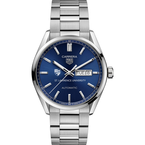 St. Lawrence Men&#39;s TAG Heuer Carrera with Blue Dial &amp; Day-Date Window Shot #2