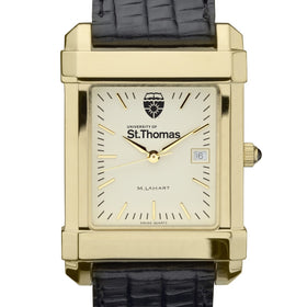 St. Thomas Men's Gold Quad with Leather Strap Shot #1