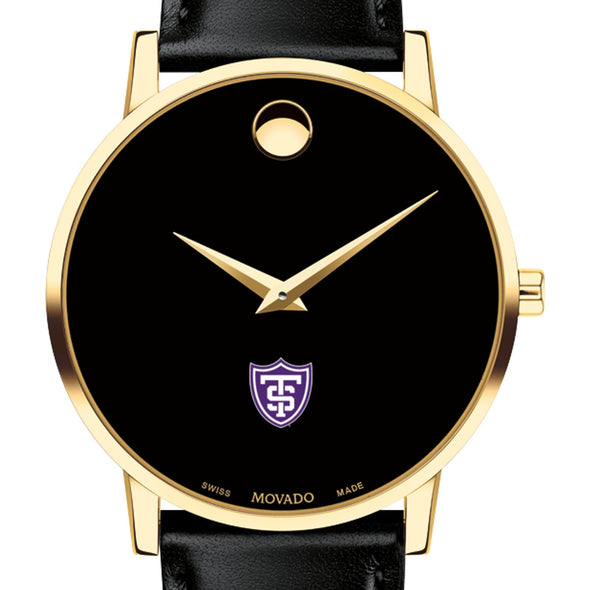 St. Thomas Men&#39;s Movado Gold Museum Classic Leather Shot #1