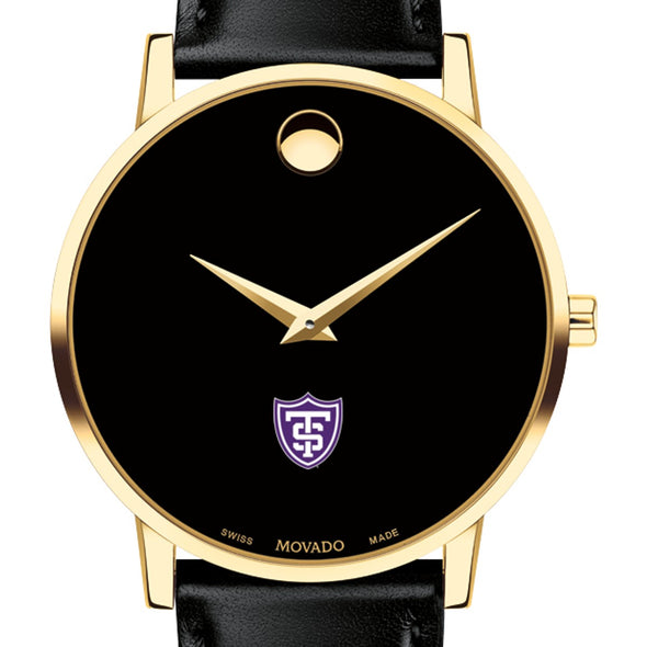 St. Thomas Men's Movado Gold Museum Classic Leather Shot #1