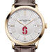 Stanford Men's Baume et Mercier 40mm Gold PVD Classima Watch with Silver Dial & Dark Brown Leather Strap