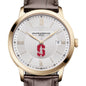 Stanford Men's Baume et Mercier 40mm Gold PVD Classima Watch with Silver Dial & Dark Brown Leather Strap Shot #1