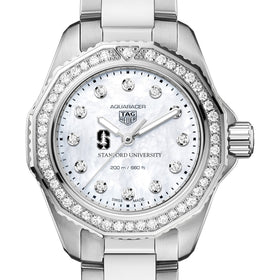 Stanford Women&#39;s TAG Heuer Steel Aquaracer with Diamond Dial &amp; Bezel Shot #1