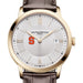 Syracuse Men's Baume et Mercier 40mm Gold PVD Classima Watch with Silver Dial & Dark Brown Leather Strap