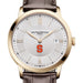 Syracuse Men's Baume et Mercier 40mm Gold PVD Classima Watch with Silver Dial & Dark Brown Leather Strap