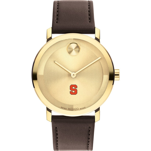 Syracuse University Men&#39;s Movado BOLD Gold with Chocolate Leather Strap Shot #2