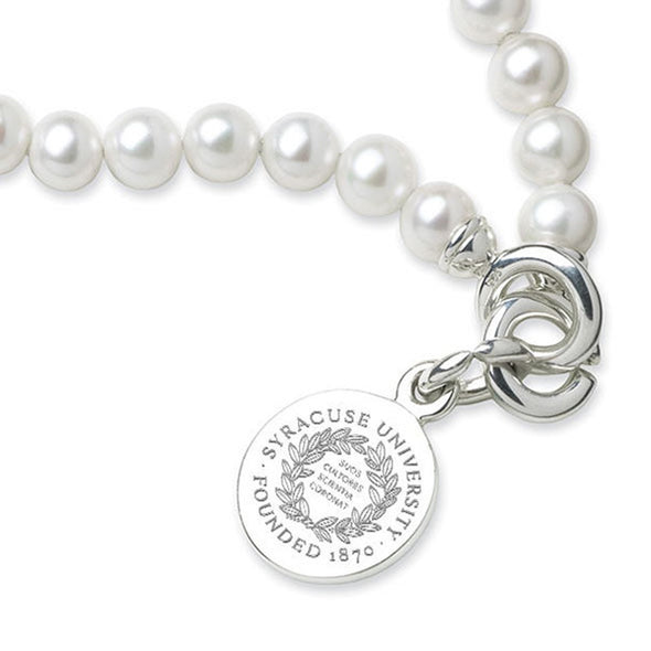 Syracuse University Pearl Bracelet with Sterling Silver Charm Shot #2
