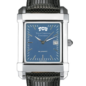 TCU Men&#39;s Blue Quad Watch with Leather Strap Shot #1