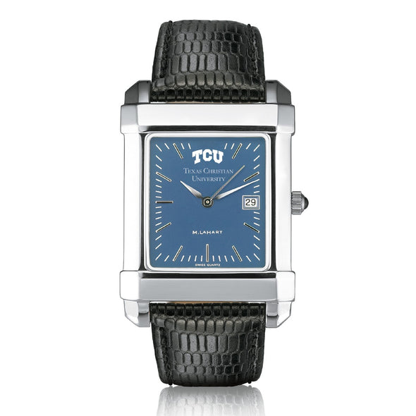 TCU Men's Blue Quad Watch with Leather Strap Shot #2