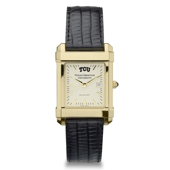 TCU Men's Gold Quad with Leather Strap Shot #2