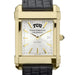 TCU Men's Gold Watch with 2-Tone Dial & Leather Strap at M.LaHart & Co.