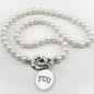 TCU Pearl Necklace with Sterling Silver Charm Shot #1