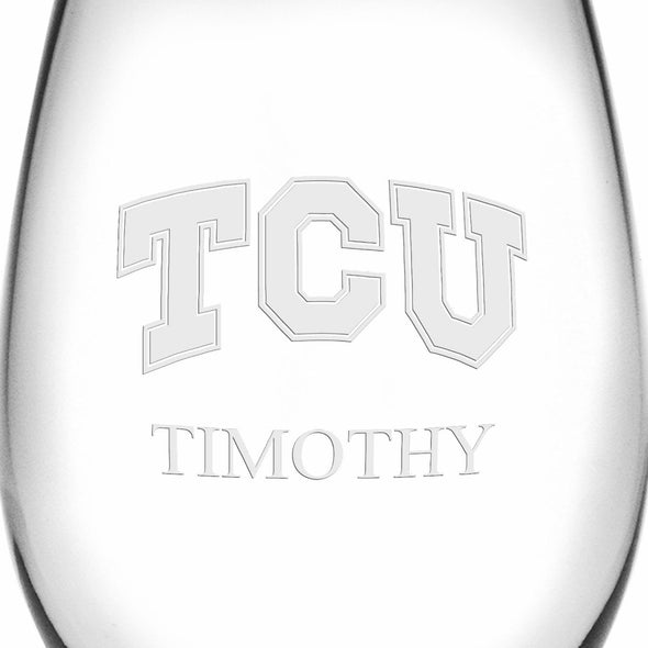 TCU Stemless Wine Glasses Made in the USA - Set of 2 Shot #3