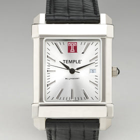 Temple Men's Collegiate Watch with Leather Strap Shot #1