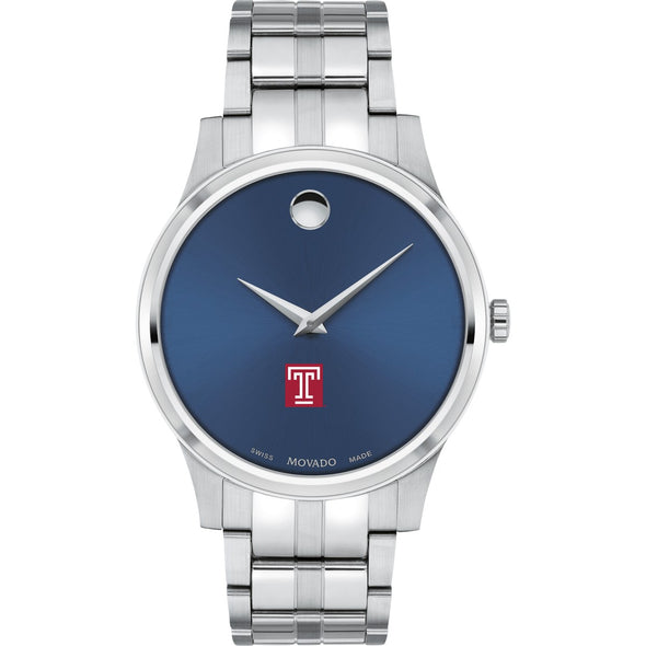 Temple Men's Movado Collection Stainless Steel Watch with Blue Dial Shot #2