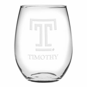 Temple Stemless Wine Glasses Made in the USA - Set of 2 Shot #1