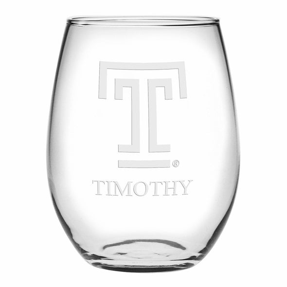 Temple Stemless Wine Glasses Made in the USA - Set of 4 Shot #1