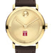 Temple University Men's Movado BOLD Gold with Chocolate Leather Strap