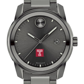 Temple University Men's Movado BOLD Gunmetal Grey with Date Window Shot #1
