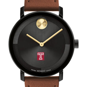 Temple University Men's Movado BOLD with Cognac Leather Strap Shot #1