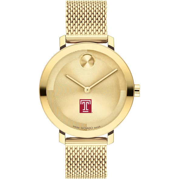 Temple University Women's Movado Bold Gold with Mesh Bracelet Shot #2