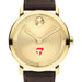 Tepper School of Business Men's Movado BOLD Gold with Chocolate Leather Strap