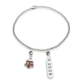 Texas A&M Class Year Sterling Silver Anklet Shot #1