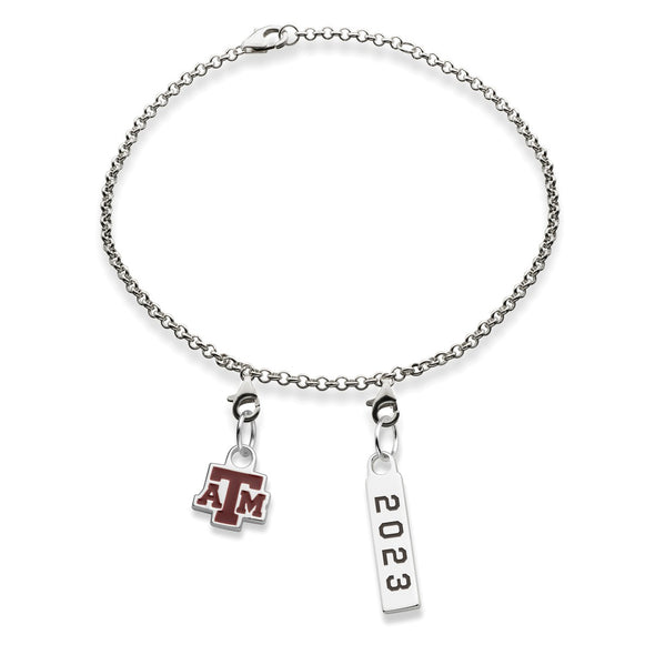 Texas A&M Class Year Sterling Silver Anklet Shot #4