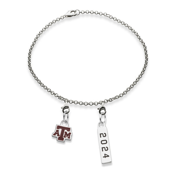 Texas A&M Class Year Sterling Silver Anklet Shot #3