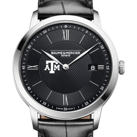 Texas A&M Men's Baume et Mercier 40mm Classima Quartz Watch with Black Dial & Black Leather Strap Shot #1