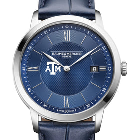 Texas A&M Men's Baume et Mercier 40mm Classima Quartz Watch with Blue Dial & Dark Blue Leather Strap Shot #1
