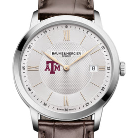 Texas A&M Men's Baume et Mercier 40mm Classima Quartz Watch with Silver Dial & Dark Brown Leather Strap Shot #1