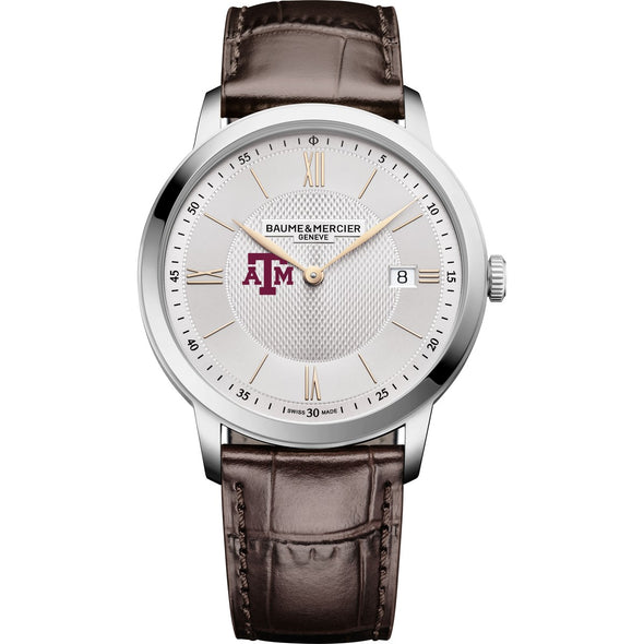 Texas A&M Men's Baume et Mercier 40mm Classima Quartz Watch with Silver Dial & Dark Brown Leather Strap Shot #2