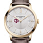 Texas A&M Men's Baume et Mercier 40mm Gold PVD Classima Watch with Silver Dial & Dark Brown Leather Strap Shot #1