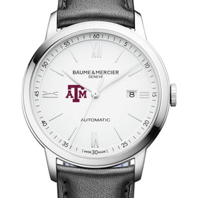 Texas A&M Men's Baume et Mercier 42mm Classima Automatic Watch with White Dial & Black Leather Strap Shot #1
