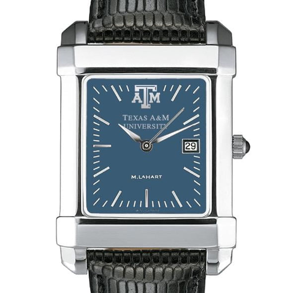 Texas A&amp;M Men&#39;s Blue Quad Watch with Leather Strap Shot #1