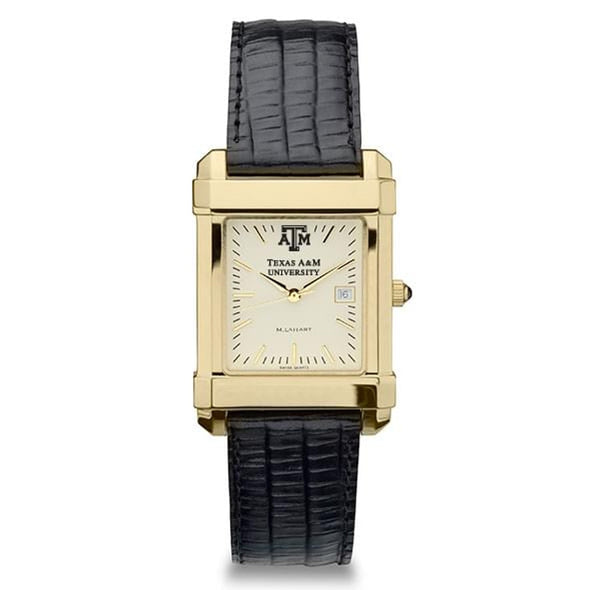 Texas A&M Men's Gold Quad with Leather Strap Shot #2