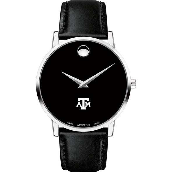 Texas A&M Men's Movado Museum with Leather Strap Shot #2