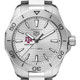 Texas A&amp;M Men&#39;s TAG Heuer Steel Aquaracer with Silver Dial Shot #1