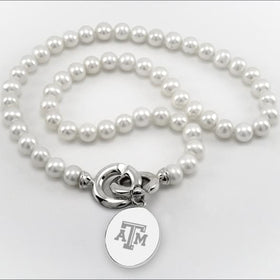 Texas A&amp;M Pearl Necklace with Sterling Silver Charm Shot #1