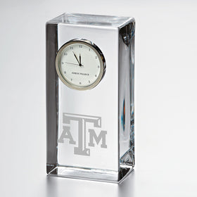 Texas A&amp;M Tall Glass Desk Clock by Simon Pearce Shot #1