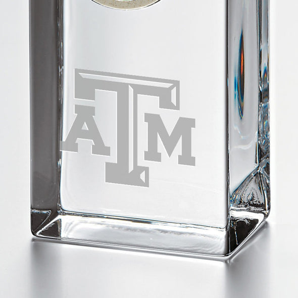 Texas A&amp;M Tall Glass Desk Clock by Simon Pearce Shot #2