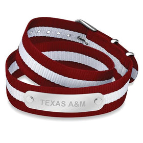 Texas A&amp;M University Double Wrap RAF Nylon ID Bracelet Shot #1