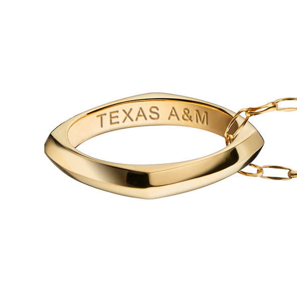 Texas A&amp;M University Monica Rich Kosann Poesy Ring Necklace in Gold Shot #3