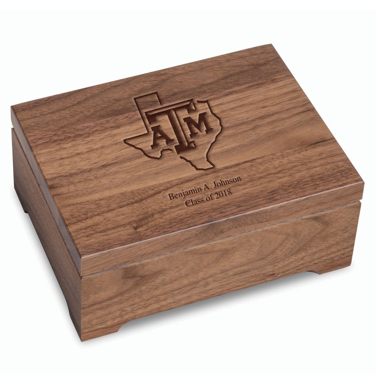 Texas A&M University Solid Walnut Desk Box - Graduation Gift