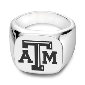Texas A&amp;M University Sterling Silver Square Cushion Ring Shot #1