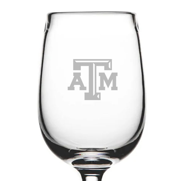 Texas A&M White Wine Glasses by Simon Pearce Shot #2